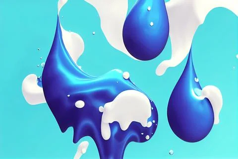Realistic liquid yoghurt splash and 3D drips, isolated milk drink waves. Stock Illustration