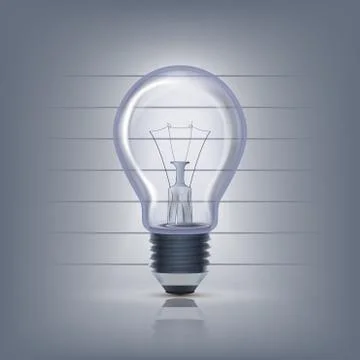 Realistic lit light bulb on background. transparency Vector Illustration Stock Illustration