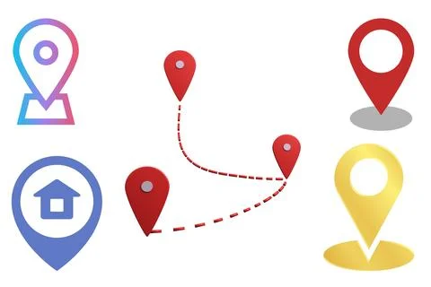 Realistic Location map pin GPS pointer markers for destination. 3D Style Se.. Stock-Illustration