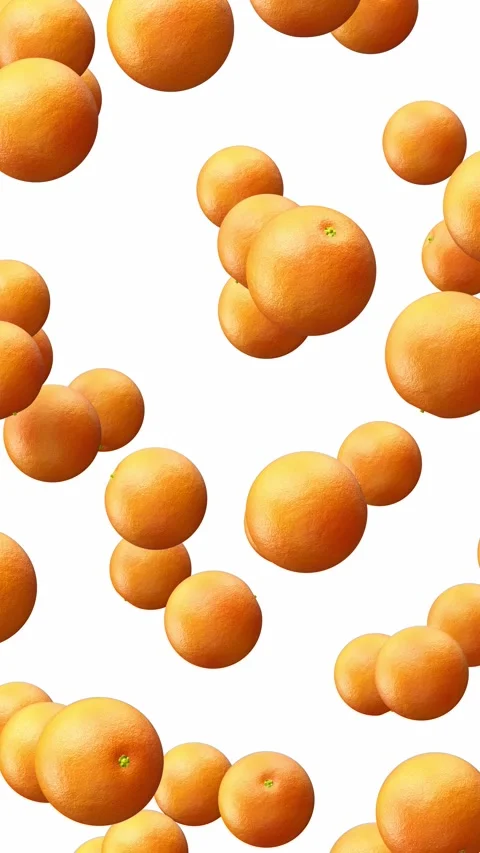 Realistic looping 3D animation of the ripe grapefruits falling from the top Stock Footage 274121927