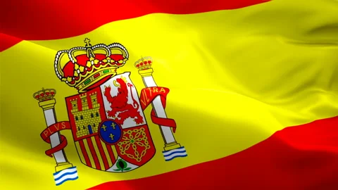 Realistic looping Spain waving flag. National 3d Spanish flag waving Stock Footage 104864755