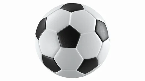 Realistic looping UHD animation of the spinning classic textured soccer ball Stockbeeldmateriaal 110375804