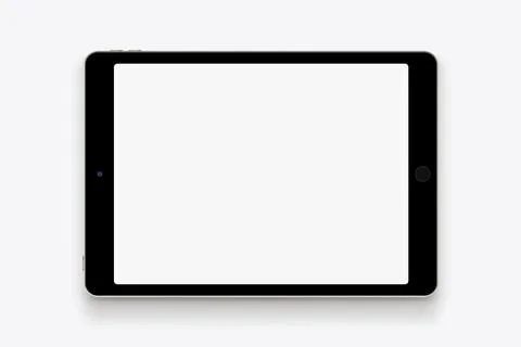 A realistic lying tablet on white backdrop Stock Illustration