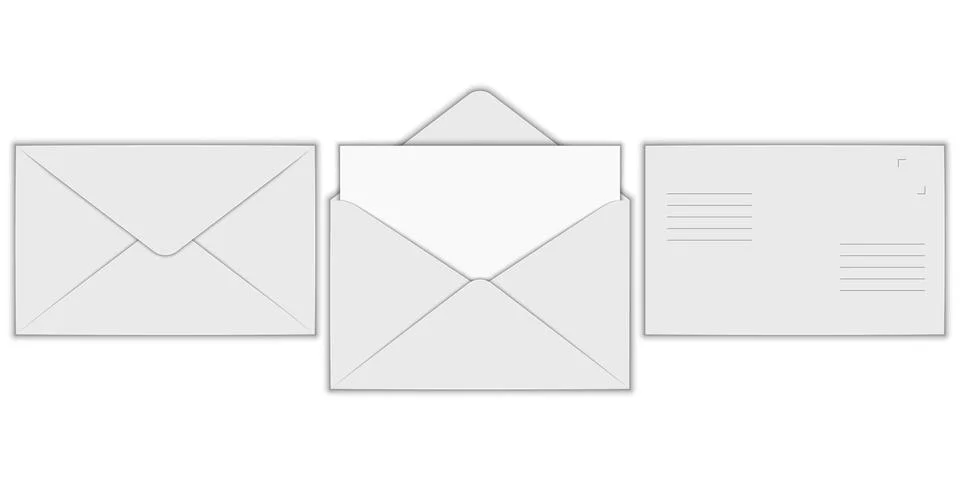 Vector Set Of The Realistic Black Envelopes Stock Illustration