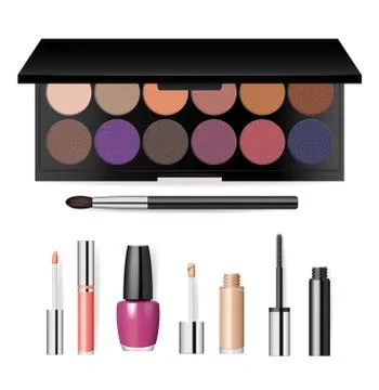 Realistic makeup cosmetics vector set Stock Illustration