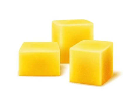 Realistic mango fruit cubes, raw tropical dessert Illustrazione stock