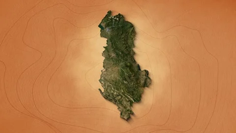 A realistic map of Albania. Zoom map of the Republic of Albania Stock Footage 274525754