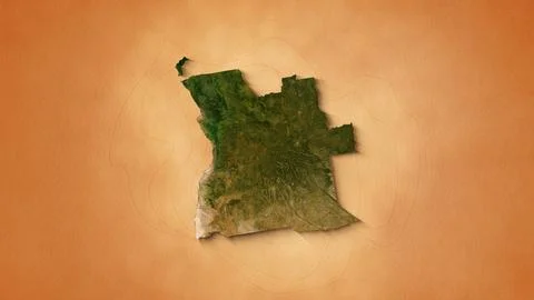 A realistic map of Angola. Zoom map of the Republic of Angola Stock Illustration