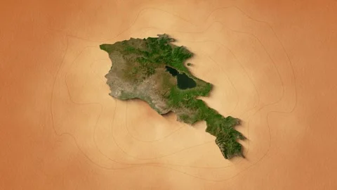 A realistic map of Armenia. Zoom map of the Republic of Armenia Stock Footage 274526097