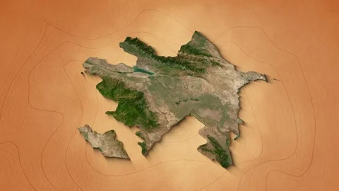 A realistic map of Azerbaijan. Zoom map of the Republic of Azerbaijan Stock Footage 274525736