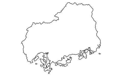 Realistic map of Hiroshima(line drawing) Illustrazione stock
