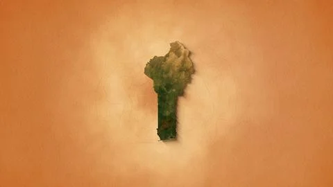 A realistic map Republic of Benin. Brown vintage background Stock Illustration