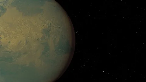 Realistic Mars in Orbit panning in to the screen Stock Footage 115033808