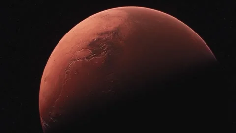 Realistic Mars Planet based on data provided by Astrogeology Science Center  Stock Footage 263414218