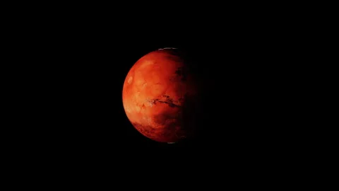 Realistic Mars Planet Rotating Isolated on Black Background Loop Stock Footage 340179247