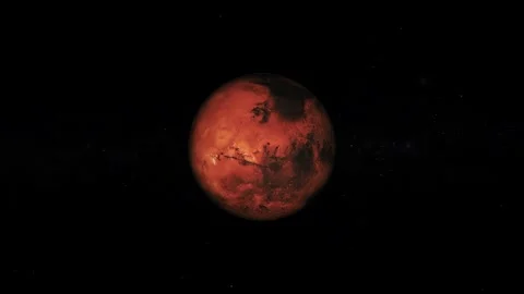 Realistic Mars Planet Rotation in Outer Space with Dramatic Cosmic Lighting.. Stock Footage 337079336