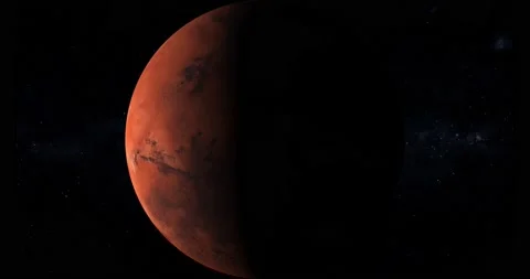 Realistic Mars planet spinning and zooming in space Stock Footage 147930245