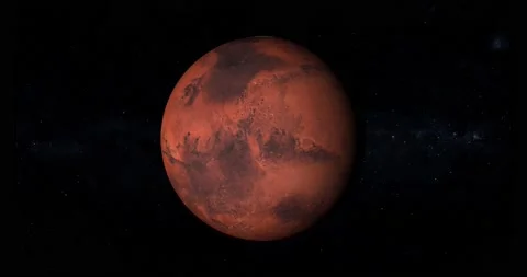 Realistic Mars planet spinning in space Stock Footage 147930237