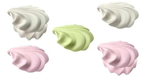 Realistic marshmallows different colors on white Stock Illustration