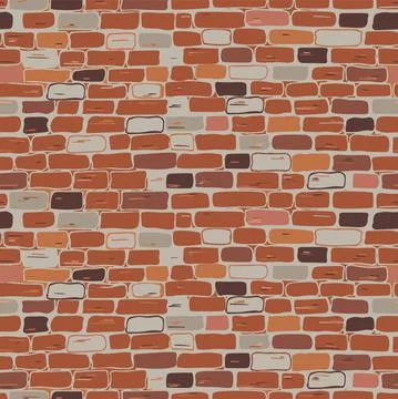 Realistic masonry seamless pattern. Vector. The wall is brick, red, brown イラスト素材
