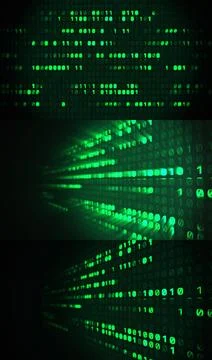 Realistic Matrix Background with falling glowing symbols Illustrazione stock