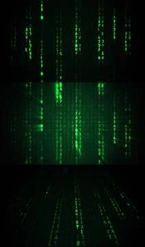 Realistic Matrix Background with falling glowing symbols 스톡 일러스트