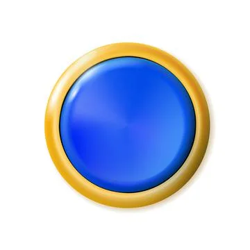Realistic matte blue button isolated. Metal circle Ui component. Vector Stock Illustration