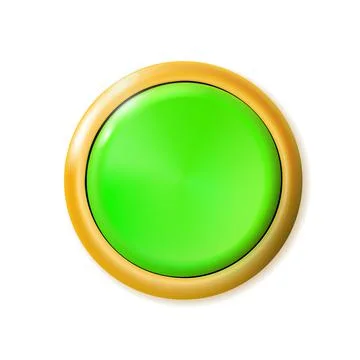 Realistic matte green button isolated. Metal circle Ui component. Vector Stockillustratie