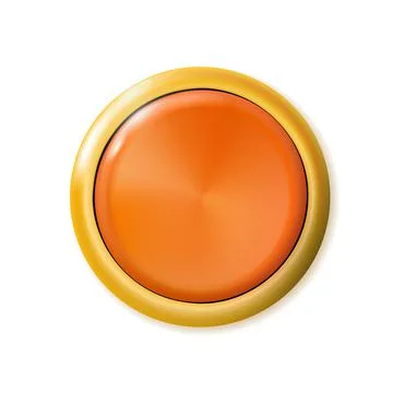 Realistic matte orange button. Metal circle Ui component. Vector illustration Stock Illustration