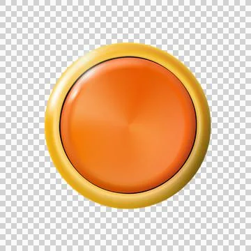 Realistic matte orange button. Metal circle Ui component. Png. Stock Illustration