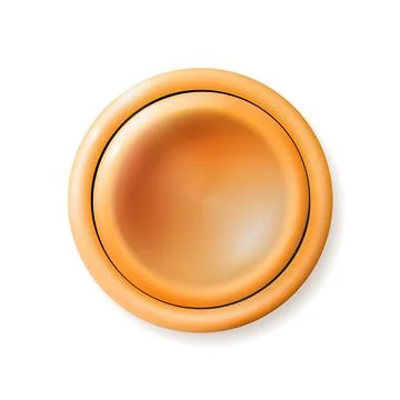 Realistic matte orange button. Plastic Circle Ui component. Vector Stock Illustration