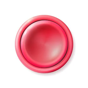 Realistic matte pink button. Plastic Circle Ui component. Vector Illustrazione stock