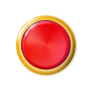 Realistic matte red button isolated. Metal circle Ui component. Vector Stock Illustration