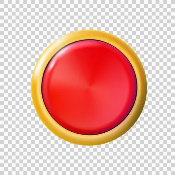 Realistic matte red button. Metal circle Ui component. png Stock Illustration
