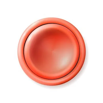 Realistic matte red button. Plastic Circle Ui component. Vector illustration Stock Illustration