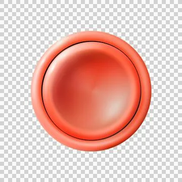 Realistic matte red button. Plastic Circle Ui component. png Stock Illustration