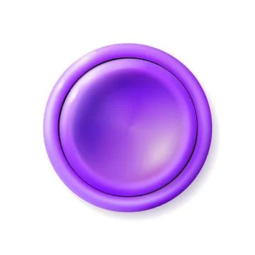 Realistic matte violet, purple button. Plastic Circle Ui component. Vector Stock Illustration