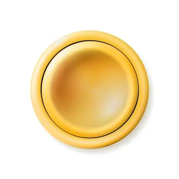 Realistic matte yellow button. Plastic Circle Ui component. Vector Stock Illustration