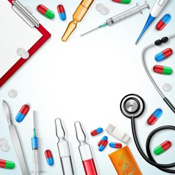 Realistic Medical Instruments Background Illustrazione stock