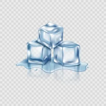 Realistic melting ice cube stack isolated on transparent background イラスト素材