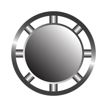 Realistic metal button with circular processing. Vector illustration Stock Illustration