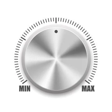 Realistic metal button with circular processing. Dial knob level technology s Stock Illustration