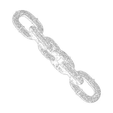 A realistic metal chain link segment isolated on white background Illustrazione stock