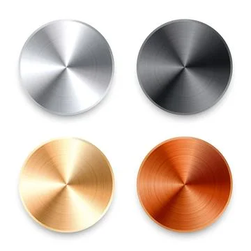 Realistic metal chrome button. Silver steel volume control knob. Application Stock Illustration