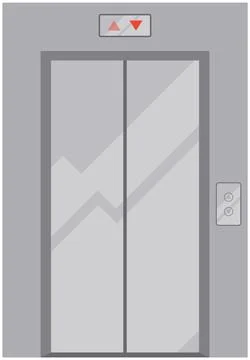 Realistic metal modern elevator with closed door. Lift, lifting mechanism for イラスト素材