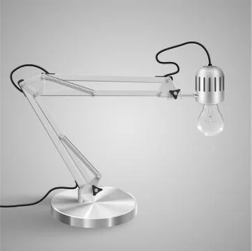 Realistic metal table lamp, vector. Stock Illustration