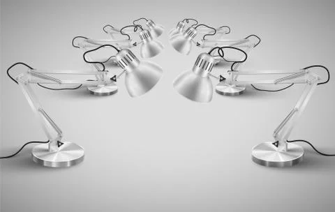 Realistic metal table lamps, vector. Stock Illustration