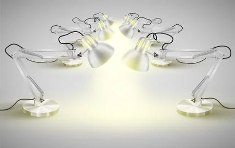 Realistic metal table lamps, vector. Stock Illustration