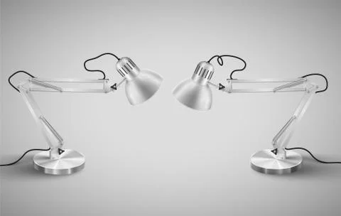 Realistic metal table lamps, vector. Stock Illustration