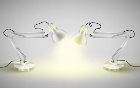Realistic metal table lamps, vector. Stock Illustration